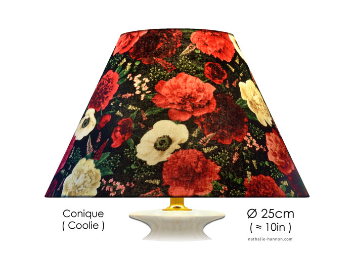 Lampshade Floral Blooms on Black