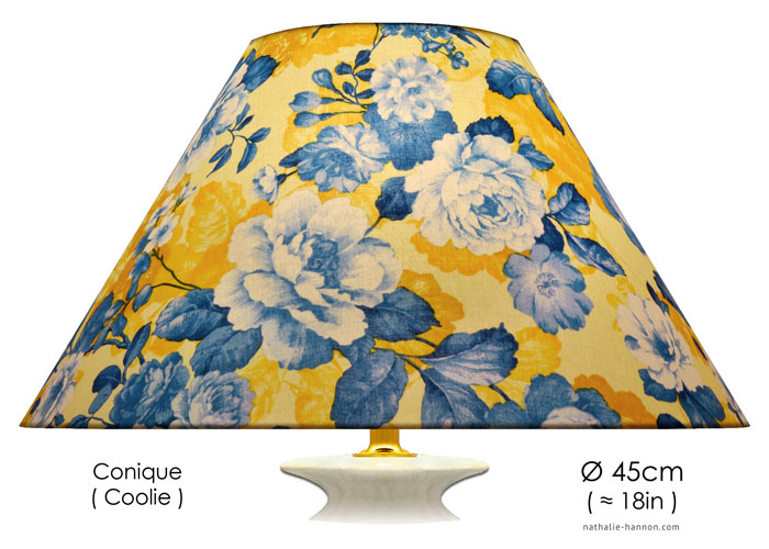 Lampshade Delft Blue Florals on Yellow
