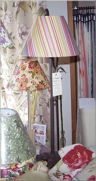 Original and unique fabric print lampshades by Nathalie Hannon designer