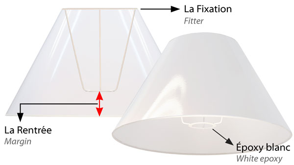 European lampshade with an E27 fitter ring for standard European lamp sockets.