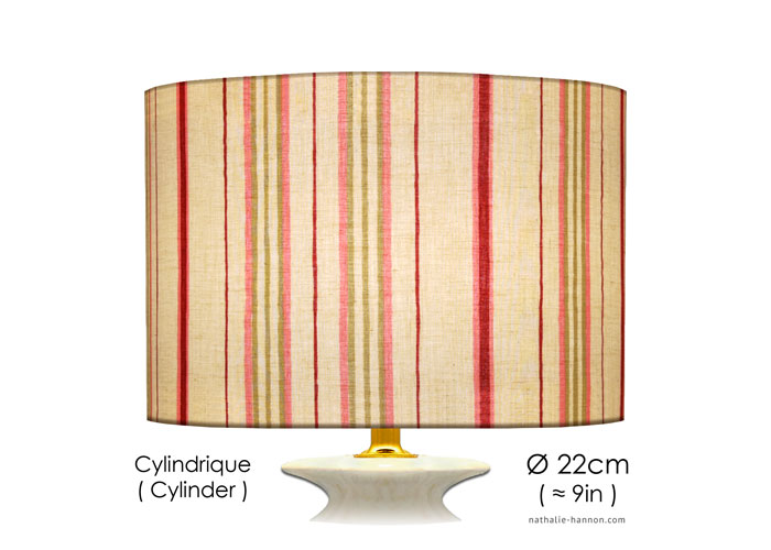 Lampshade Rayures - Rose et Vert