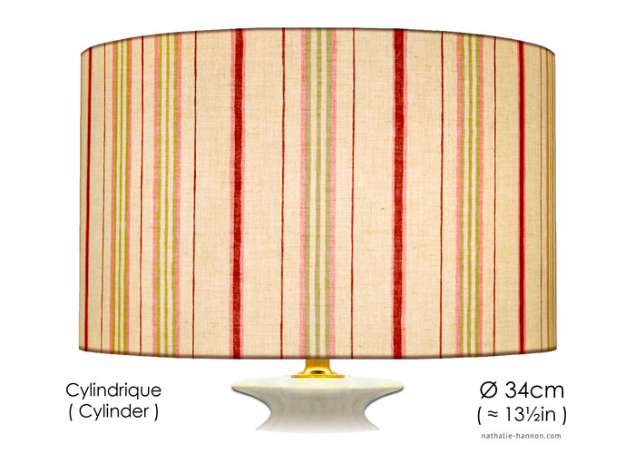 Lampshade Rayures - Rose et Vert